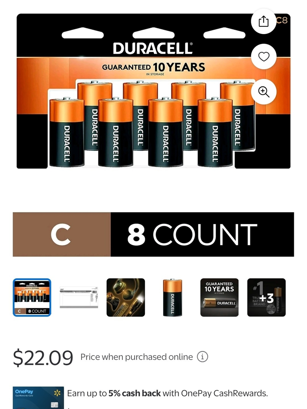 Duracell C Batteries 8-Count